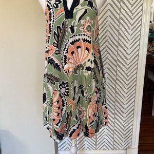 Floral Green and Black Dress